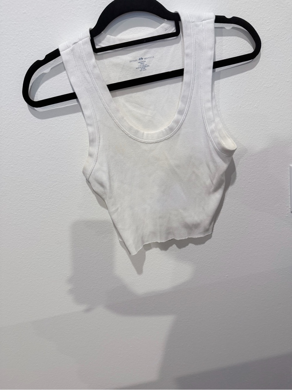 Brandy Melville White Ribbed Cropped Tank